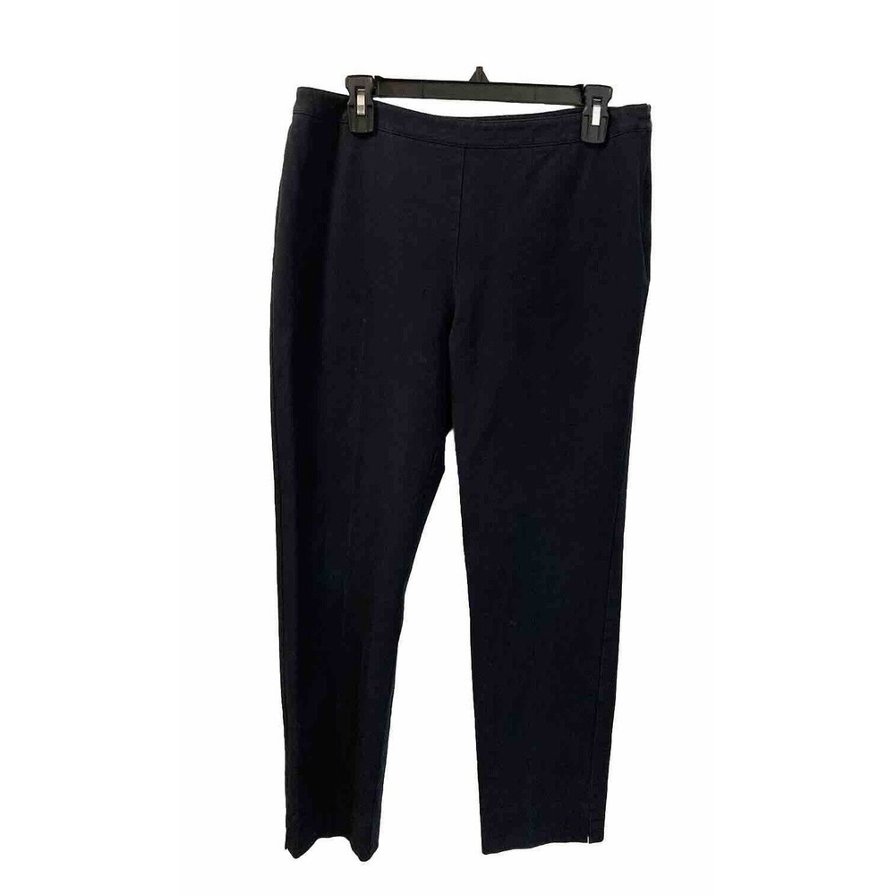 Lafayette 148‎ Bleeker Slim-Leg Pants Navy Blue Size 10 Side Zip